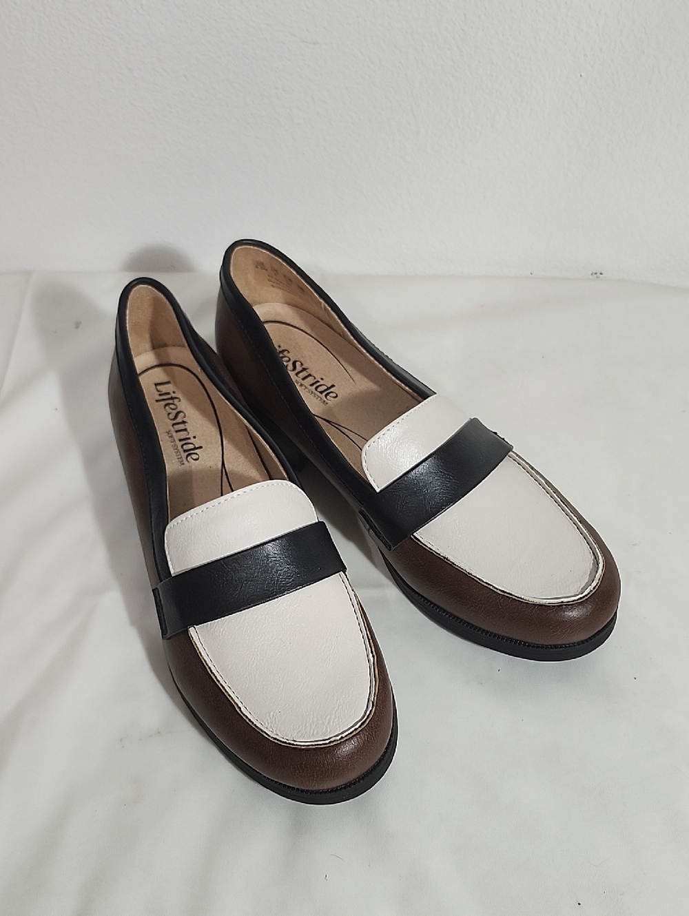 Life Stride Women's Brown Black White Penny Loafers